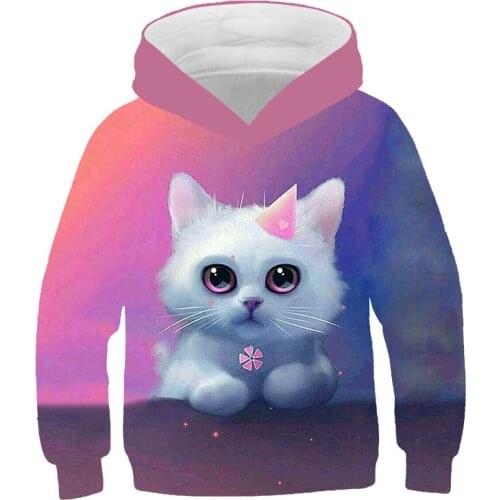 Cute cat hoodie unisex 3D printed sweatshirt boys casual hooded girl pullover 2021 new Cat Long Sleeve 3D Hoodies Cartoon Tops