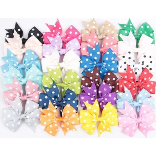 Yundfly 100pcs 3.4" Dot Ribbon Bow For DIY Children Headband Hairpins Girls Women Headwear Hair Accessories