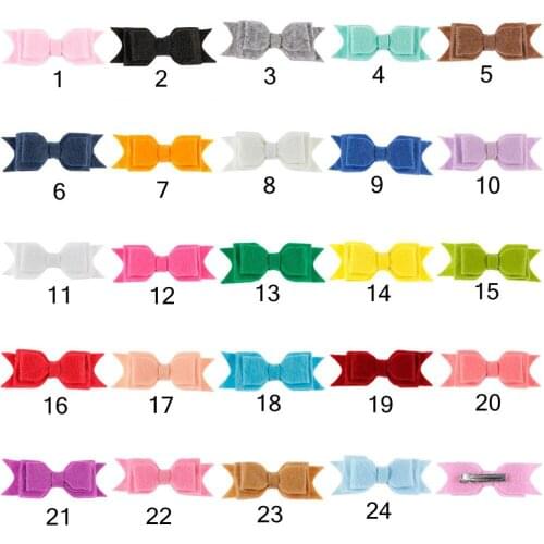 Yundfly 24 Colors Girls Felt Bow Hair Clips Multilayer Hair Bow Hairpins Alloy Hairclips Baby Birthday Gift Photography Props