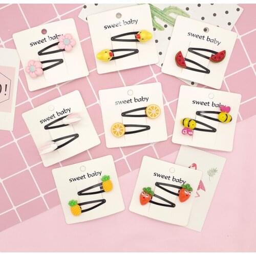 2Pcs/set Cartoon Three-dimensional Children Hair Clips Manual Painted Small Hairpins Kids Cute BB Clips Fashion Hair Accessories