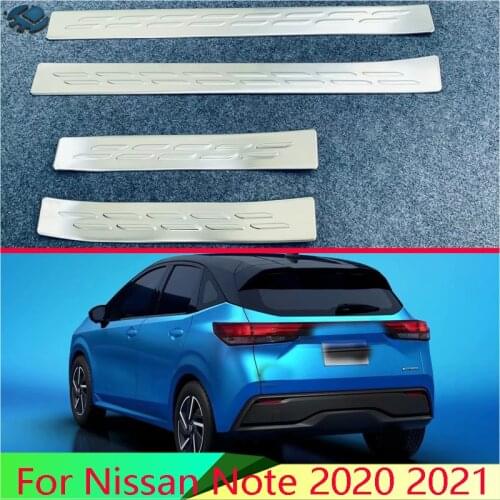 For Nissan Note 2020 2021 Car Accessories Stainless Steel Ouside Door Sill Panel Scuff Plate Kick Step Trim Cover Protector