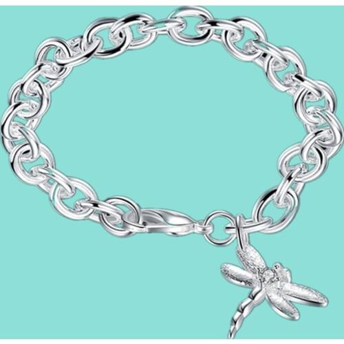 925 Sterling Silver Dragonfly Pendant Bracelet For Women Wedding Engagement Fashion Charm Party Jewelry Gift
