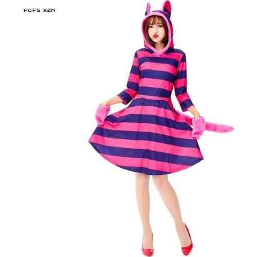 Women Cat Cosplay Female Halloween Animal Costumes Adult Winter pajamas Carnival Purim Masquerade Role play party dress