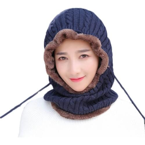 Winter Women Men Knitted Hats Beanie Scarf Female Plush Velvet Skullies Beanies Hats For Women Men Caps Gorras Bonnet Mask Hats