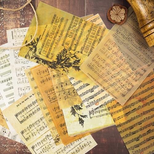 ZFPARTY 16pcs Sheet Music Background Vellum/Paper Card for Scrapbooking Happy Planner/ DIY Crafts/ Card Making Decoration