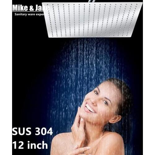 300*300 mm SUS 304 Square rain head shower 12 inch Rain shower head super thin Stainless steel shower Bathroom shower head