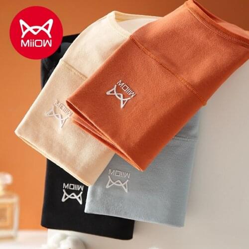 MiiOW MiiOW 4 Pcs of Pure Cotton High-waist Underwear Womens Abdomen and Hip Briefs 100% Cotton Crotch Plus Size Fat