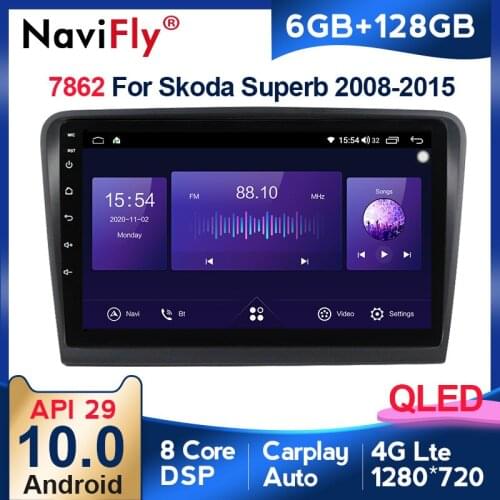 6G + 128G QLED 4G LTE For Skoda Superb 2 B6 2013 - 2015 Car Radio Multimedia Video Player Navigation GPS Android 10 No 2din DVD