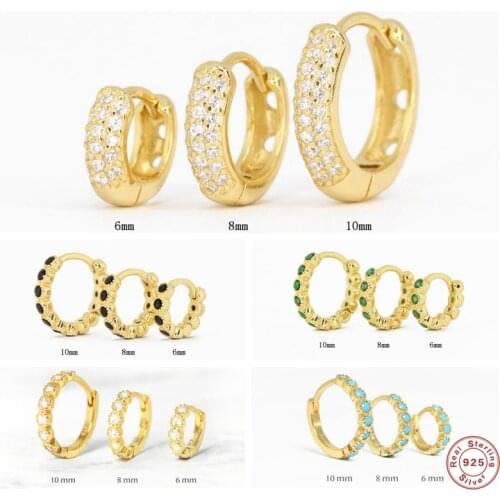 Aide 925 Sterling Silver Boho Turquoise Hoop Earrings Circle Ear Bone Buckle Piercing Earrings For Women Girls Wedding Jewelry