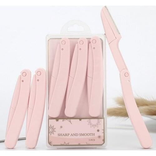 3Pcs Eyebrow Epilator Folding Eyebrow Trimmer Safety Scraping Eyebrow Razor Beauty Dermaplaning Tool Eyebrow Scissors