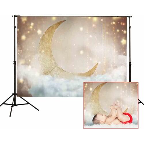 Photography Backdrop Baby Birthday Babyshower Newborn Portrait Background Moon Stars Cloud Poster Photo Studio Background Props