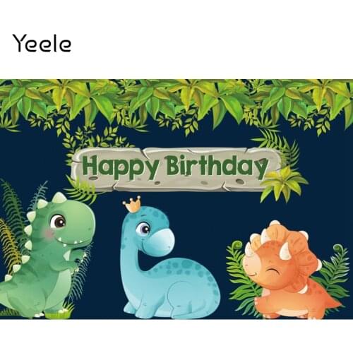 Yeele Dinosaur Baby Birthday Backdrop Photography Green Leaves Portrait Party Photographic Background Photozone For Photo Studio