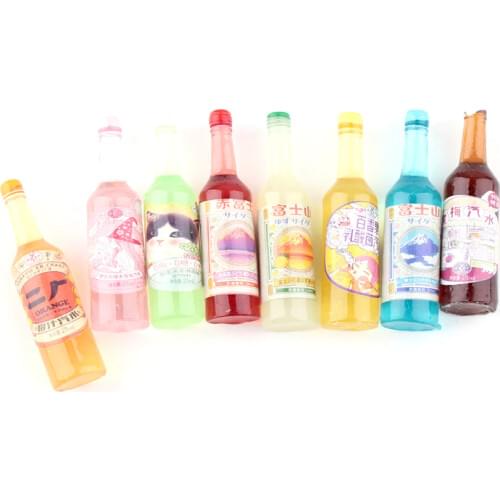 Kawaii Resin Cabochons 10pcs 11*42mm 3D Colorful Drink Wine Juice Bottle Charm Craft Embellishments Scrapbooking DIY Ornaments