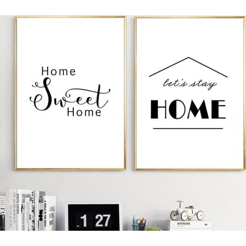 Black And White Home Sweet Home Quote Wall Art Poster Print Alphabet Picture Painting Wall For Kids Room Nursery Home Decor CH91