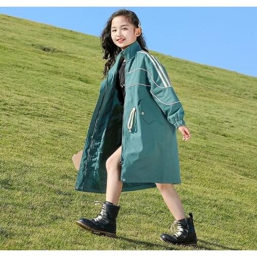 Girls Long Jacket Coat Solid Color Girl Coats Kids Casual Style Kids Coat Spring Autumn Clothes For Girls 6 8 10 12 14