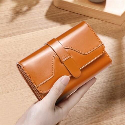 Oil Wax WomenS Money Bag Hasp Money Clips Purse Exquisite Solid Color Wallets Clips Purses Zipper Clip Buckle Wallets Female