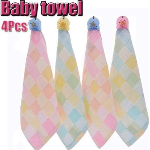 Cute Microfiber Cozy Soft Baby Newborn Children Cartoon Absorbent Hand Dry Towel Checkered Pattern Towel Bath Towels Washcloth