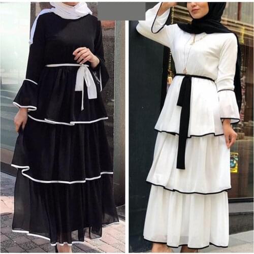 Muslim Dress Women Dubai Abaya Ruffles Fashion Full Sleeve Casual New Ladies Islamic Clothes Moroccan Kaftan Long Maxi Dresses