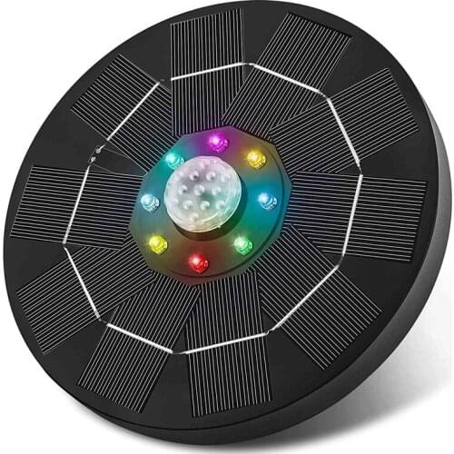 Solar Fountain Pump,Floating Water Fountain with Colorful Light,Solar Powered Fountain Pump for Bird Bath Pond Fish Tank