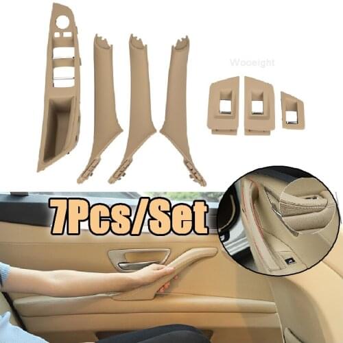 Wooeight 7x Front Left Window Control Switch Pane Interior Door Handle Panel Bezel Cover Trim Fit for BMW 5 Series 2011-2017