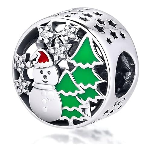 Fits for Pandora Charms Bracelets Snowy Wonderland Beads 100% 925 Sterling-Silver-Jewelry Free Shipping