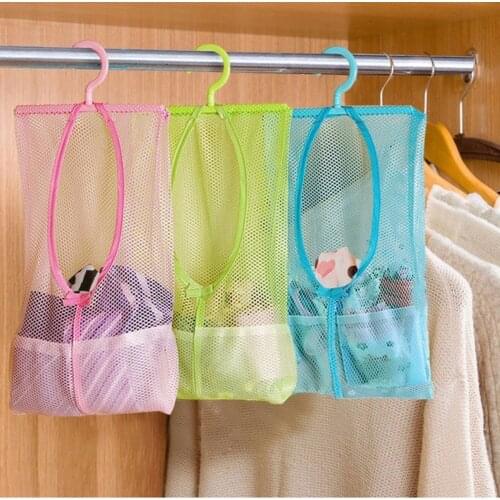 Hanging classified storage mesh bag bathroom hanging bag underwear clothes hanging bag
