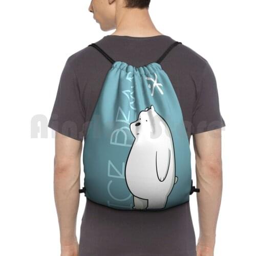 Ice Bear Backpack Drawstring Bag Riding Climbing Gym Bag Ice Bear Bears Ice Bear Blue Cool Webearbares