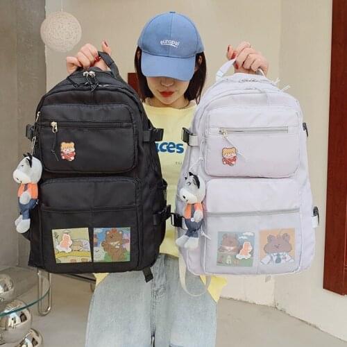 Fashion Women Backpack Summer Waterproof Nylon Kawaii School Bag For Girls Trendy Large-capacity Cute Pendant Student Bookbags