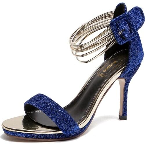 2021 Super High Heel Sandals Sexy Open Toe Summer Women Pumps Ladies Sequined Thin Heel Single Shoes Woman High Heel Sandalen