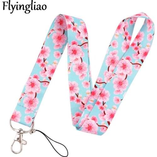 Pink flowers Classical Style Lanyard For keys The 90s Phone Working Badge Holder Neck Straps With Phone Hang Ropes webbings