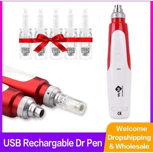 Bayonet Dr Pen with 5pcs Needle Cartridge Needle Tips Exfoliate Shrink Pores Device Derma Stamp Electric Microneedling Therapy