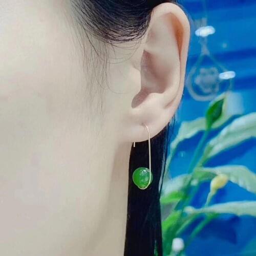 SHILOVEM 18k rose gold Natural Jasper drop earring classic fine Jewelry women wedding new gift wholesale 8*8 myme080866by