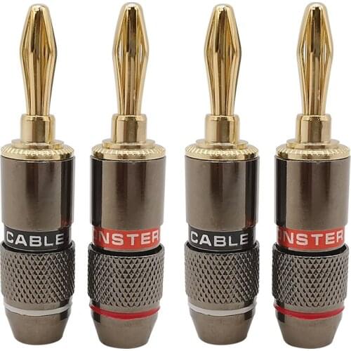 2/4Pcs Banana Plug Connector, Gold Plated Head Terminals Speaker Adapter, Screw Audio Video Connectors