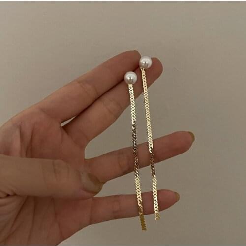 2021 Korean New Simple Pearl Earrings Fashion Temperament Tassel Long Earrings Womens Jewelry