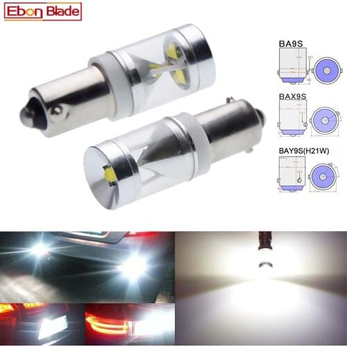 2x Car LED BA9S T4W BAX9S H6W BAY9S H21W Led With CreeChip Auto Interior Side Lamp Bulb Reverse Parking DRL 12V DC Light Source