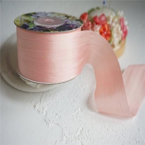 32mm 1.25"solid color 100% pure silk embroidery ribbon soft wedding ribbon thin taffeta high quality silk ribbon Handcraft