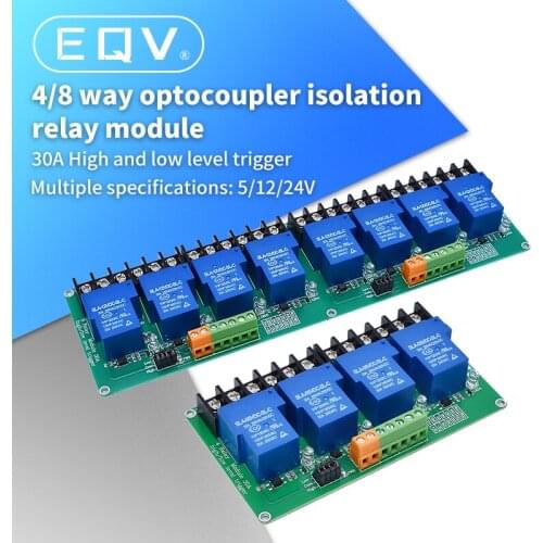 4 8 channel relay module 30A with optocoupler isolation 5V 12V 24V supports high and low Triger trigger