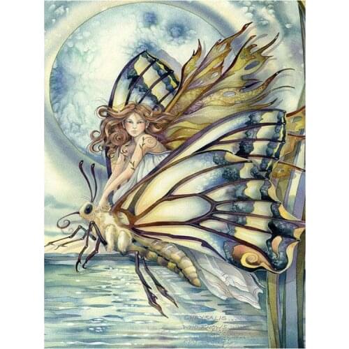 5d diy diamond painting butterfly fairy square diamond mosaic girl landscape
