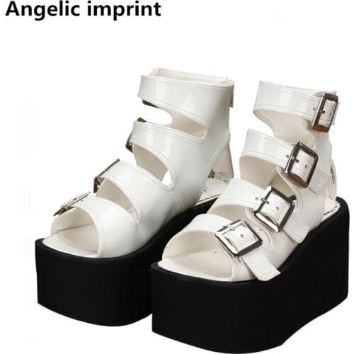 Angelic imprint new mori girl lolita shoes woman cosplay punk shoes lady high heels wedges Pumps women dress party sandals 10cm