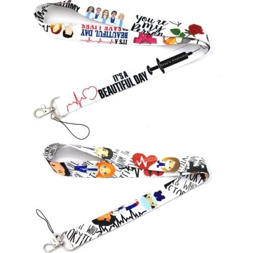 Grays Anatomy Doctor Nurse Keychain Lanyard For Key Chain ID Card Badge Holder Neck Strap Webbing Phone Rope Mobile Accessories