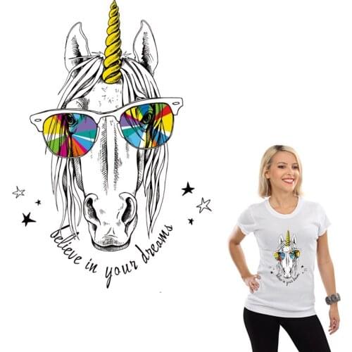 Colorful Horse Unicorn Patches Iron-on Transfers DIY Accessory T-shirt Dresses Decoration A-level Washable Patch Badges