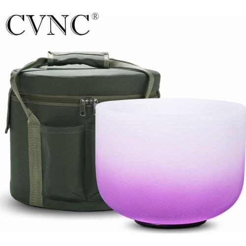 CVNC 8" Note B Crown Chakra Frosted Quartz Crystal Singing Bowl For Healing