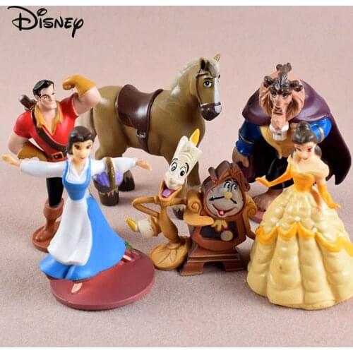 Disney Anime Beauty And The Beast Cinderella Princess Action Figures Pvc Model Collection Figurine 6pcs Toy For Childrens Gift