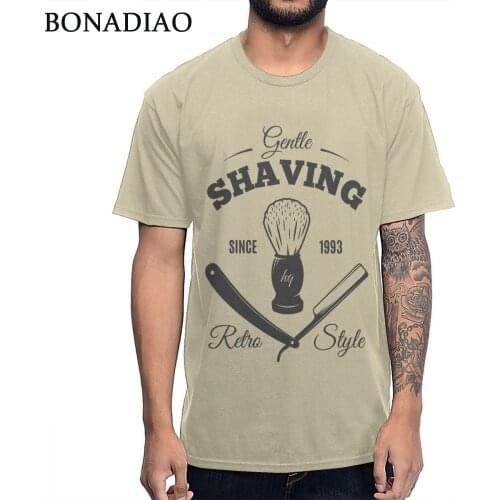 Retro Barber Shop Straight Razor Gentle Shving T Shirt Man Graphic Print Round Collar Healthy Cotton S-6XL Big Size Camiseta
