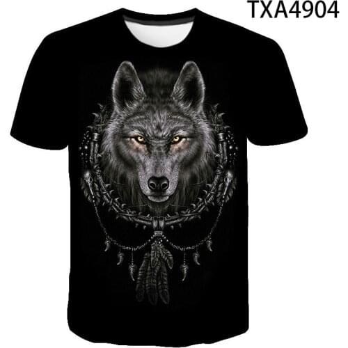 Fashion Men Women Children Tees Wolf 3D Print T-shirt Cool Funny T Shirt Short Sleeve Tshirt Male Animal Printed Boy Girl Shirt
