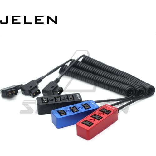 Camera power D-TAP to 3 D-tap three way splitter Distributor Spiral wire Metal case with 1/4‘’ screw