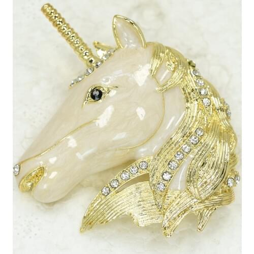 Fashion Brooch Clear Rhinestone Enamel Unicorn Pin brooches C783 A2