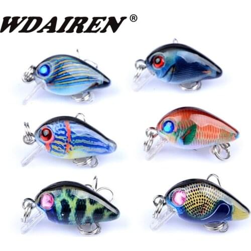 6pcs/lot Mini Crazy Wobblers 28mm 1.6g Topwater Crankbait Artificial Japan Hard Bait Pesca Floating Fishing Lures set