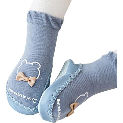 Toddler Newborn Baby Slippers Floor Socks Cartoon Bear Infant Anti Slip Shoes