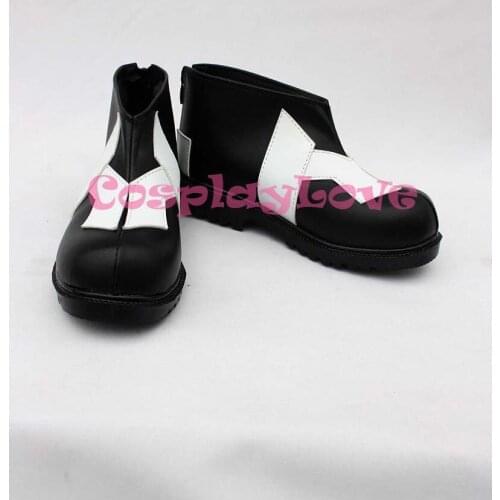 GUILTY CROWN Yuzuriha Inori Black and White Cosplay Shoes Boots Hand Made Custom-madeFor Halloween Christmas Festival